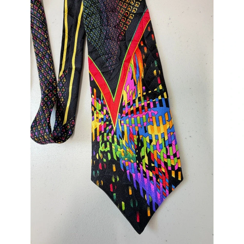 Vitaliano Pancaldi Silk Tie Mens Vintage Art Deco Rare Gold Chain Italy
